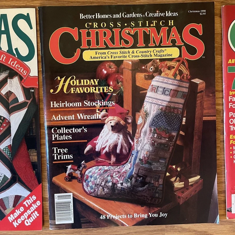 Christmas Cross Stitch Quilt Craft Pattern Books Magazines Vintage Mix Lot of‎ 7